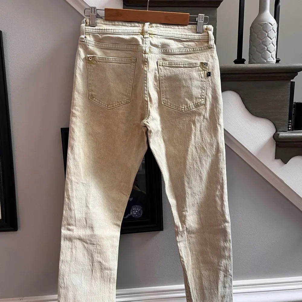 Pilcro Anthropologie Sun Washed Mustard Slim Boyfriend Jeans sz  25 - Picture 2 of 7